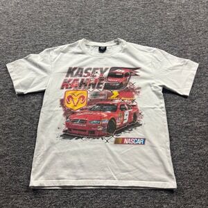 Y2K 2000s Kasey Kahne NASCAR Racing Graphic White T-Shirt Size Large